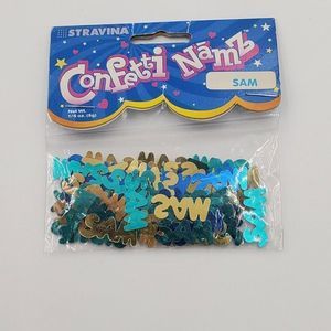 Sam Personalized Name Confetti 1 Pack Stravina  Blue  & Gold Party Supplies